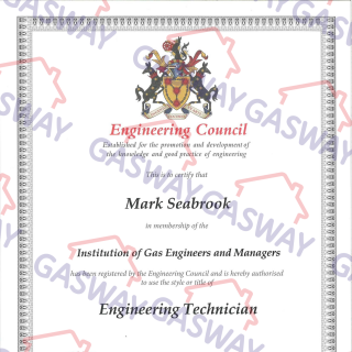 Water marked engineer tech certificate